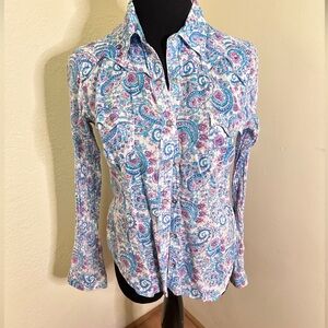 Panhandle Slim Paisley Size Medium Pearl Snap Shirt Lightweight